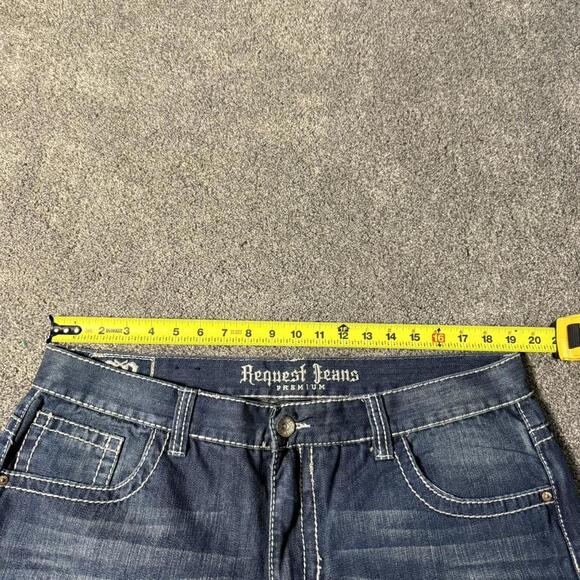 - navy acid washed request jeans in good condition with cool back pockets - Picture 4 of 7